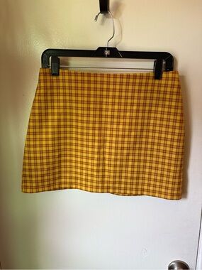 Urban Outfitters Yellow and Rust Plaid Mini Skirt